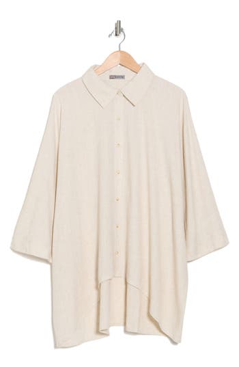 By Design Naomi Oversize Button-up Shirt In Flax