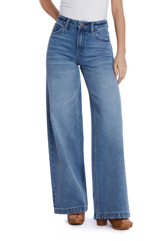 Shop Hint Of Blu High Waist Wide Leg Jeans In Midwash Vintage