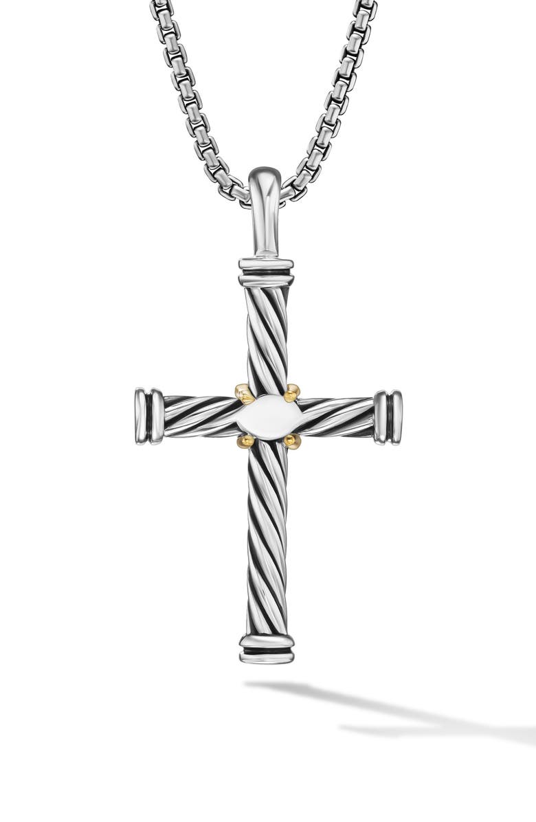 David Yurman Cable Cross Enhancer with 18K Gold, Alternate, color, Silver