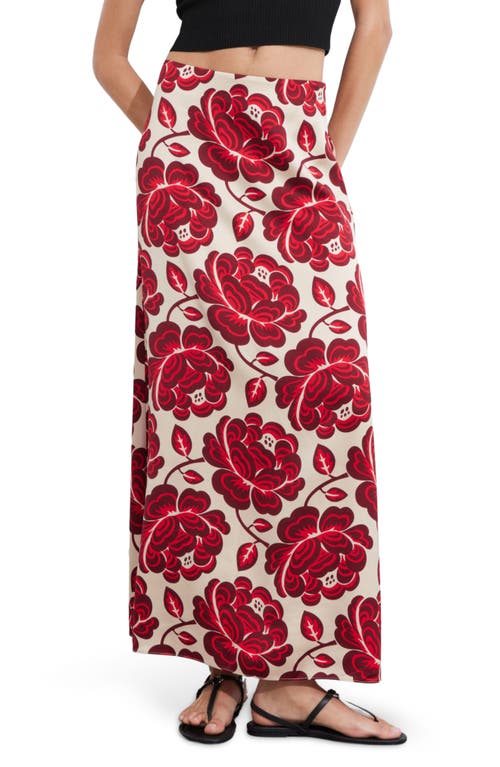 Shop & Other Stories Floral Satin Maxi Skirt In Red Aop