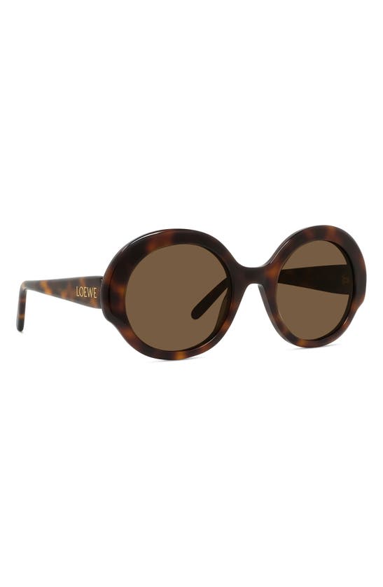 Shop Loewe Thin 52mm Round Sunglasses In Dark Havana / Brown