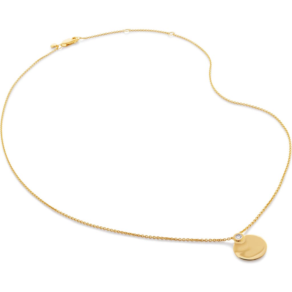 Monica Vinader Lab Created Diamond Engravable Pendant Necklace In Gold