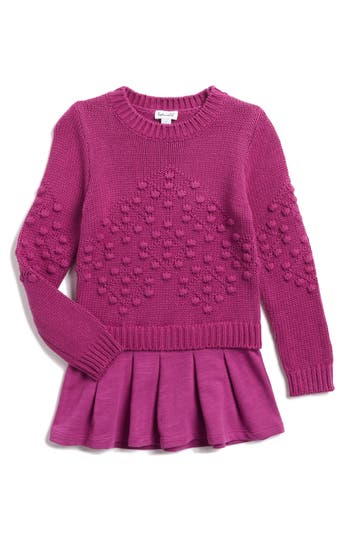 Splendid Kids' Bobble Sweater Dress In Hibiscus