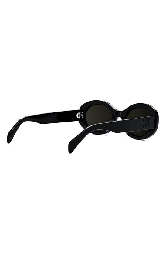 Shop Celine Triomphe 52mm Oval Sunglasses In Black/ Smoke