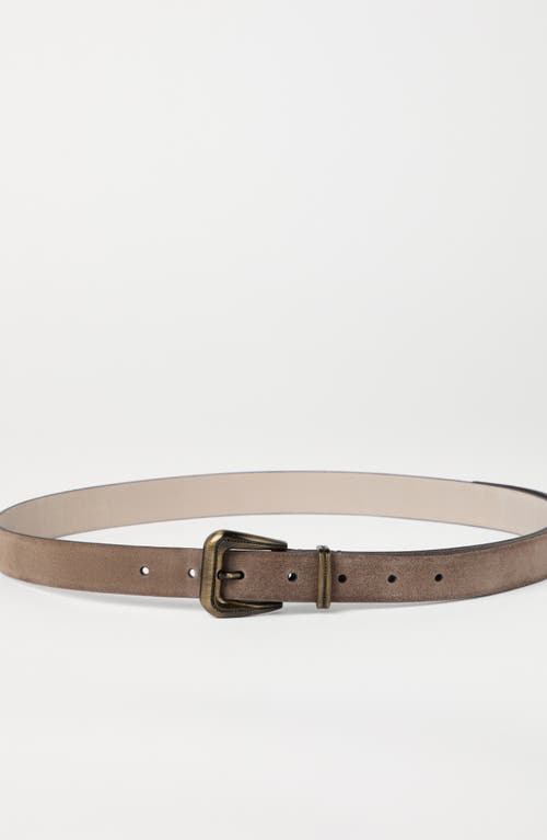 Shop Brunello Cucinelli Suede Calfskin Belt In Bark