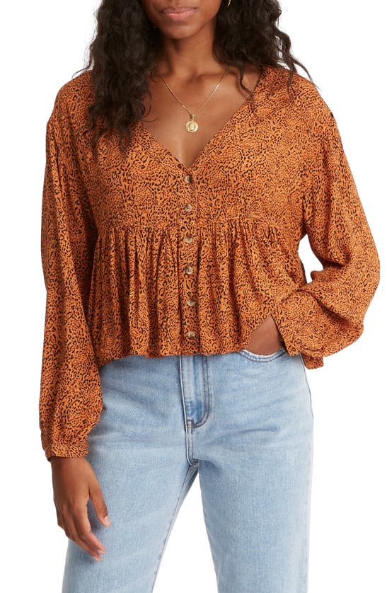 Billabong Easy Street Leopard Print Top In Toffee