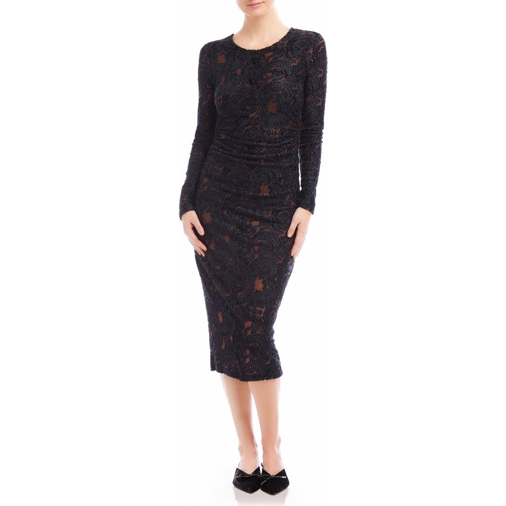 Fifteen Twenty Carolina Long Sleeve Midi Dress In Brown/black