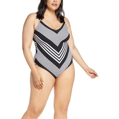 Plus Size La Blanca Fine Line One-Piece Swimsuit, Black