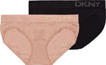 DKNY Women's Seamless Rib Knit 4 Pack Bikini Brief in Pin