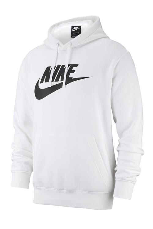 Nike Sportswear Club Fleece Logo Hoodie in White/Black