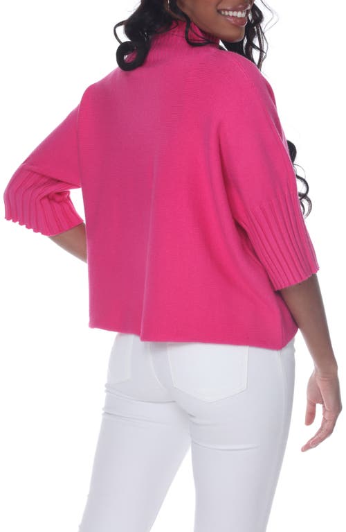 Rain And Rose Mock Neck Boxy Sweater In Fuchsia