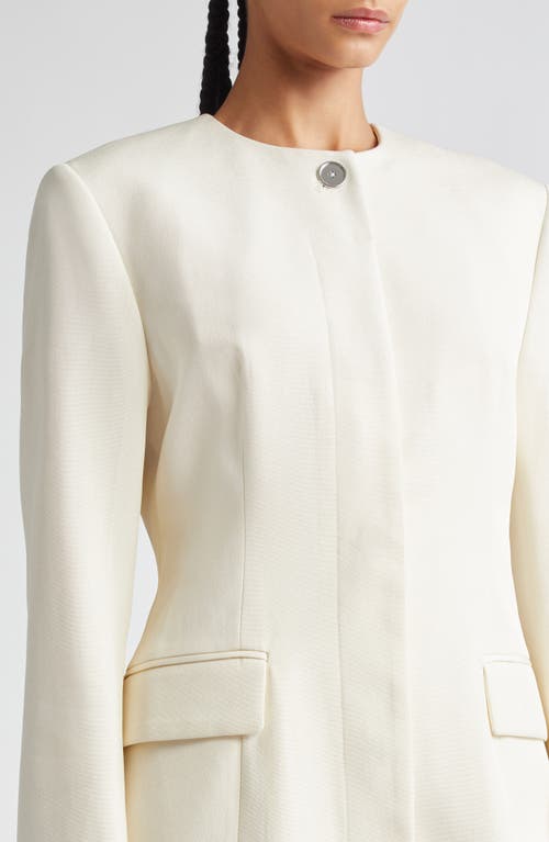 Totême Off-white Collarless Cinched Jacket In Ecru
