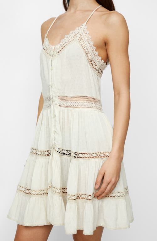 Shop Nasty Gal Lace Dobby Button Front Minidress In Ecru