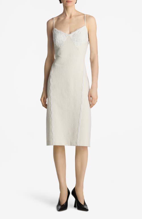 St John Mixed Media Slip Dress In Ecru Lurex Multi