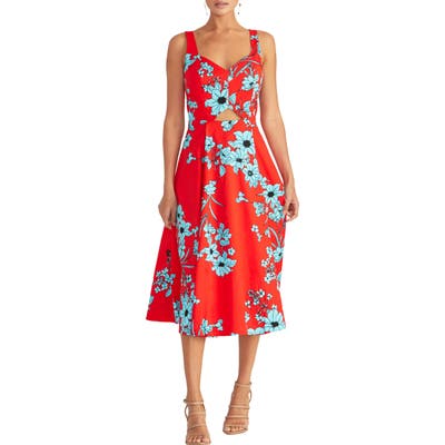 Rachel Rachel Roy Cutout Floral Midi Sundress, Red