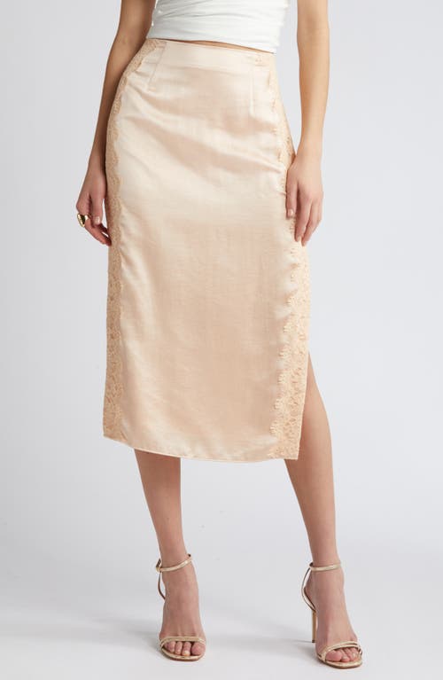 Open Edit Lace Panel Satin Skirt at Nordstrom,