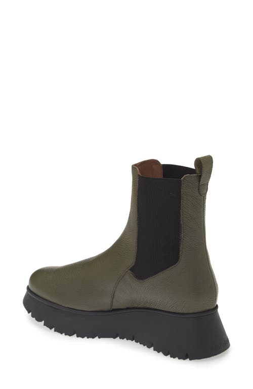 Wonders Platform Chelsea Boot In Algae Tumbled Leather