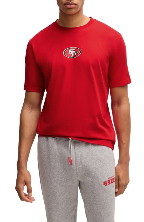 Shop Hugo Boss Boss X Nfl Stretch Cotton Graphic T-shirt In San Francisco 49ers - Red