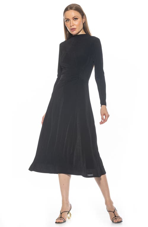 Alexia Admor Marla Long Sleeve Draped Midi Dress In Black