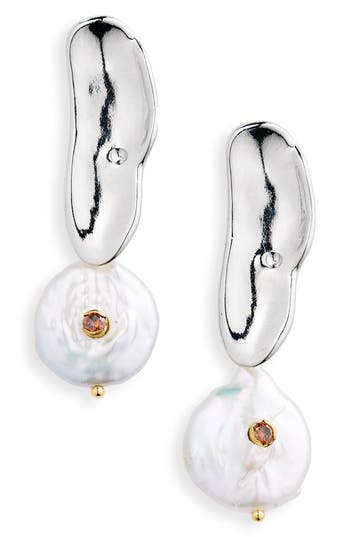 Shop Nakamol Chicago Liquid Drop Earrings In White/silver