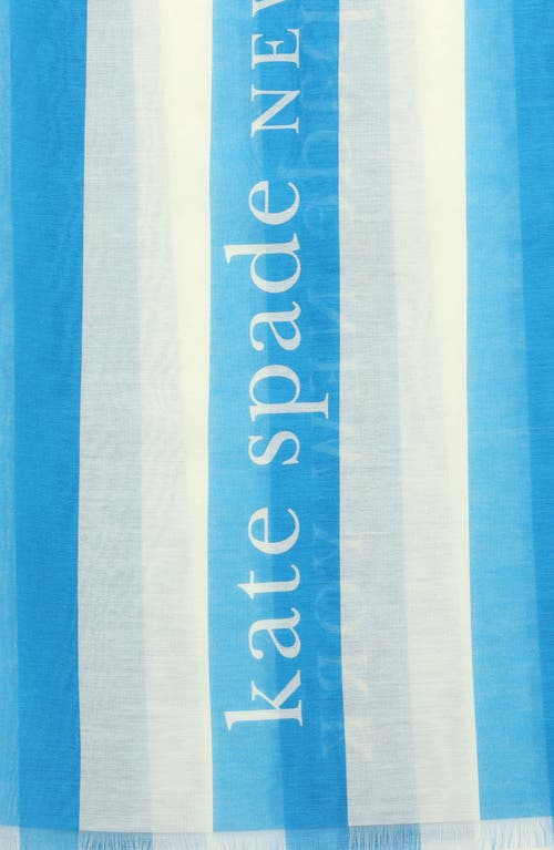 Shop Kate Spade New York Awning Stripe Scarf In Shaker Blue