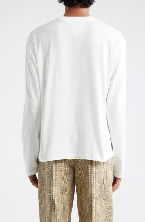 Shop Bottega Veneta Light Long Sleeve Cotton Jersey T-shirt In Chalk