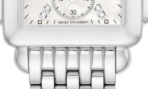 Shop Michele Deco Mid Diamond Dial Bracelet Watch, 29mm In Silver/white