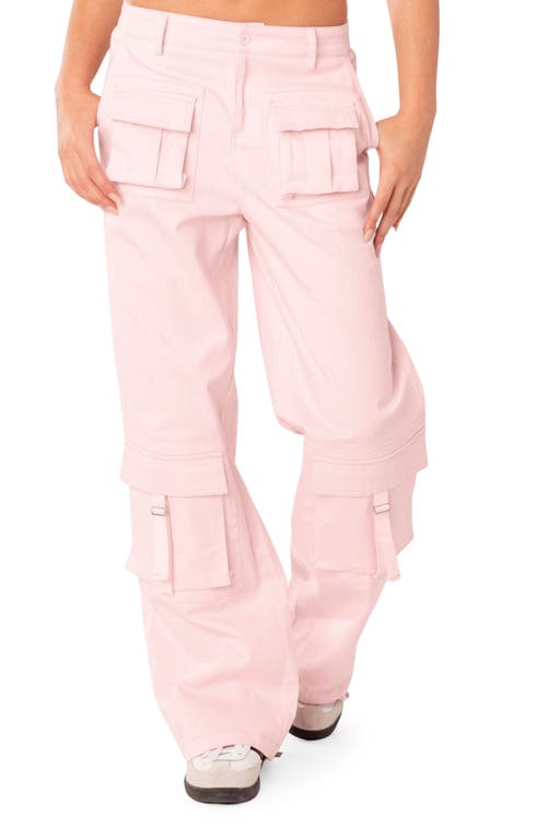 EDIKTED Joan Low Rise Cargo Pants Light-Pink at Nordstrom,