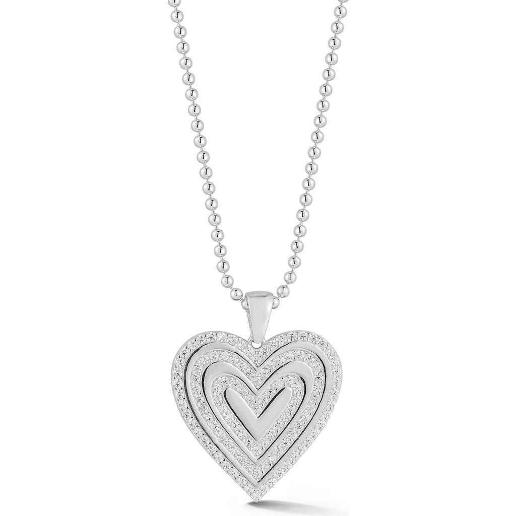 Sphera Milano Pavé Cubic Zirconia Heart Pendant Necklace In Silver