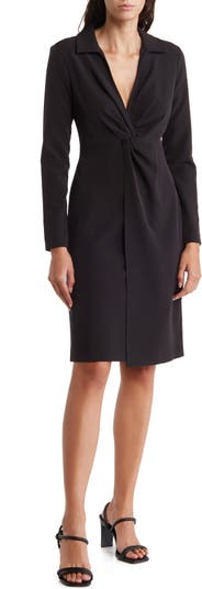 TWIST FRONT CUT OUT LONG SLEEVE GOWN - Donna Karan