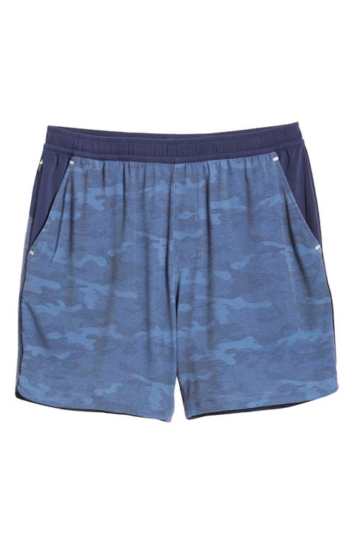 Shop Johnnie-o Brooksy Camo Knit Drawstring Shorts In Navy