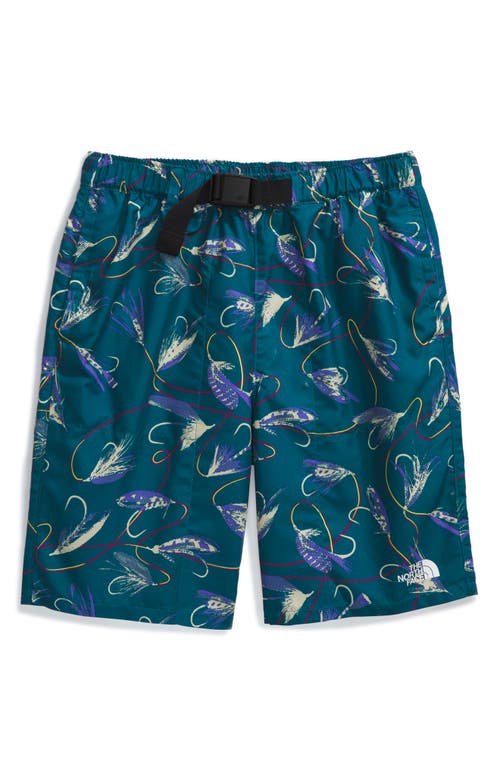 The North Face Kids' Amphibious Print Belted Shorts Blue Moss Gone Fishing at