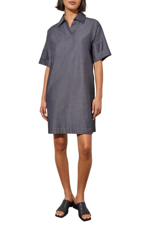 Ming Wang Chambray A-Line Shirtdress Dark Denim at Nordstrom,