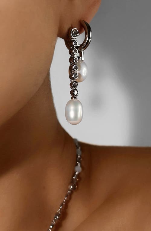 Shop Luv Aj Amalfi Freshwater Drop Huggie Earrings In Silver