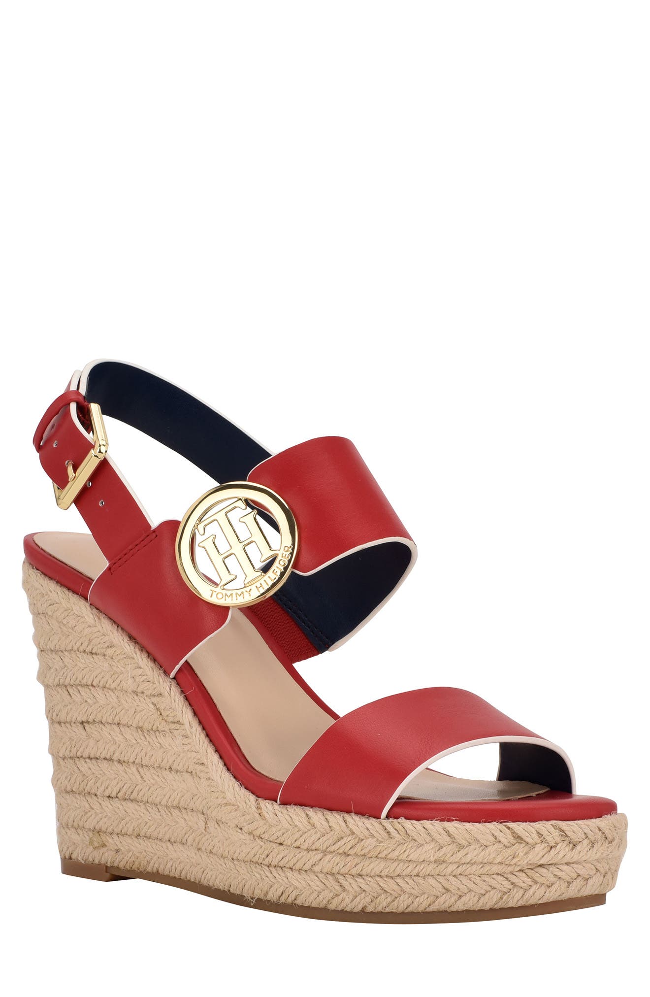 womens red wedges