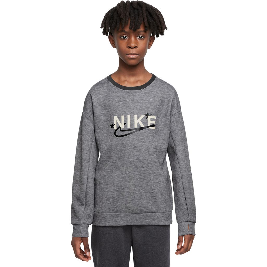 Nike Kids' Dri-fit Crewneck Sweatshirt In Gray