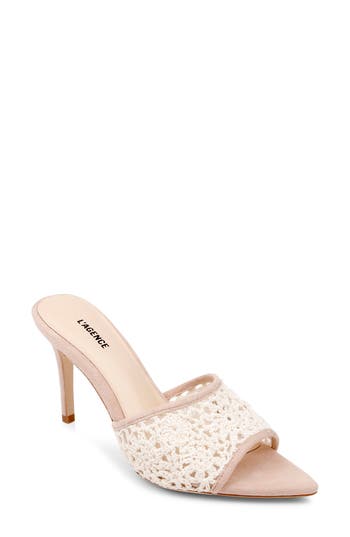 L Agence Armande Pointed Toe Slide Sandal In Ecru/pecan