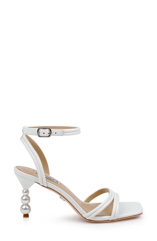 Shop Badgley Mischka Collection Belen Ankle Strap Sandal In White Leather