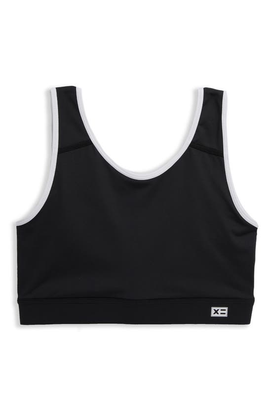 Tomboyx Straight Up Longline Bikini Top In Black Novelty