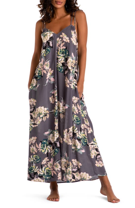 Midnight Bakery Laveau Floral Print Nightgown In Black