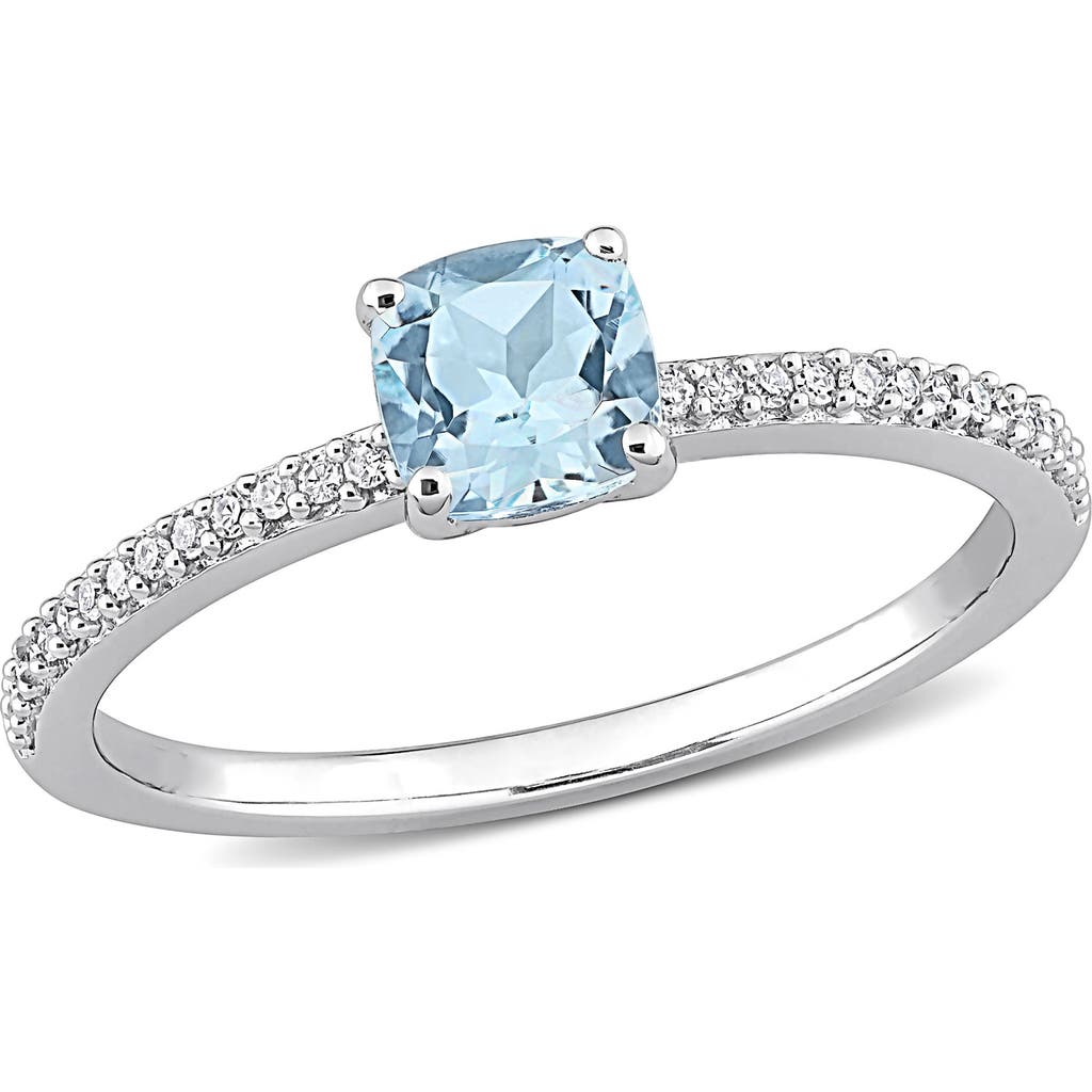 Delmar Cushion-cut Sky Blue Topaz & Diamond Ring In Blue