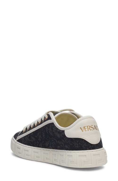 Versace Barroco Greca Jacquard Low Top Sneaker In Black/off White