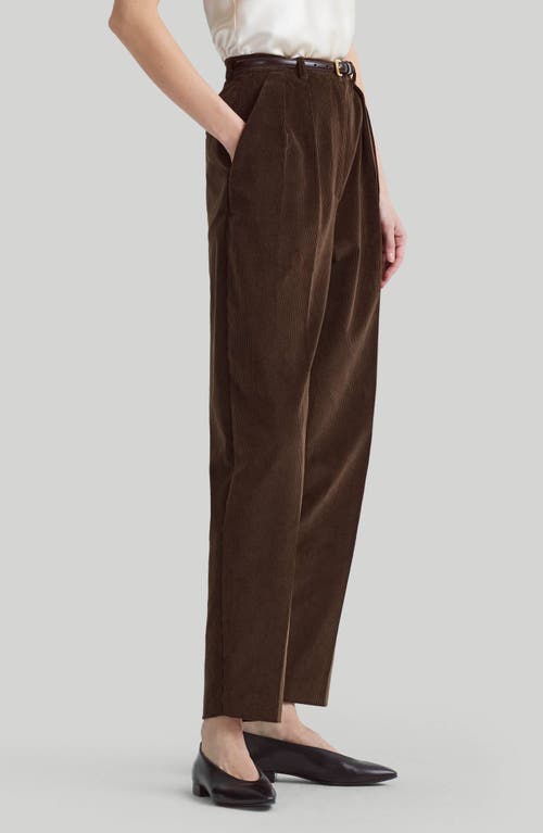 Shop Altuzarra Emmett Pleated Corduroy Tapered Leg Pants In Walnut