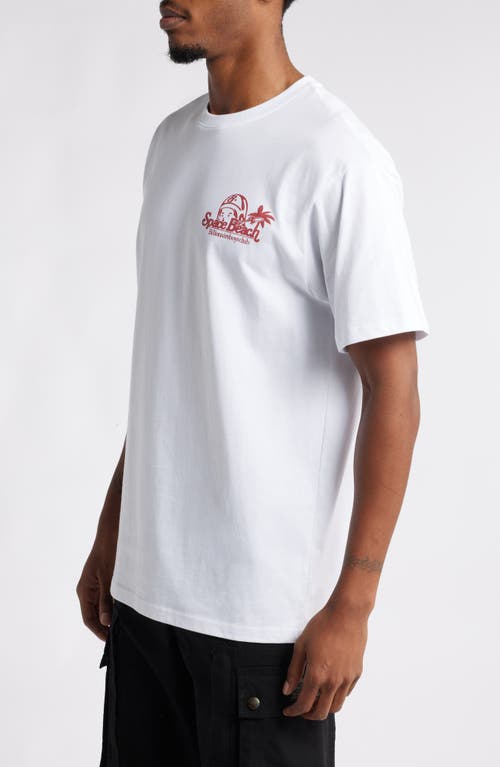 Shop Billionaire Boys Club Halley's Hotel Cotton Graphic T-shirt In Bleach White