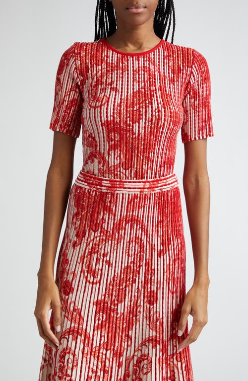 Etro Paisley Short Sleeve Jacquard Sweater Red at Nordstrom, Us