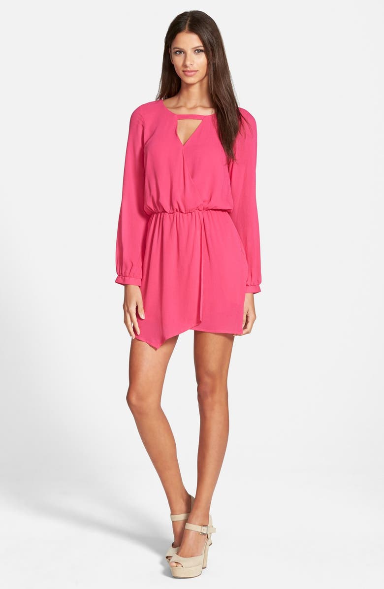 4SI3NNA Long Sleeve Surplice Dress, Main, color, Pink