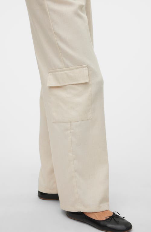 Shop Vero Moda Florence Wide Leg Cargo Pants In Birch Melange