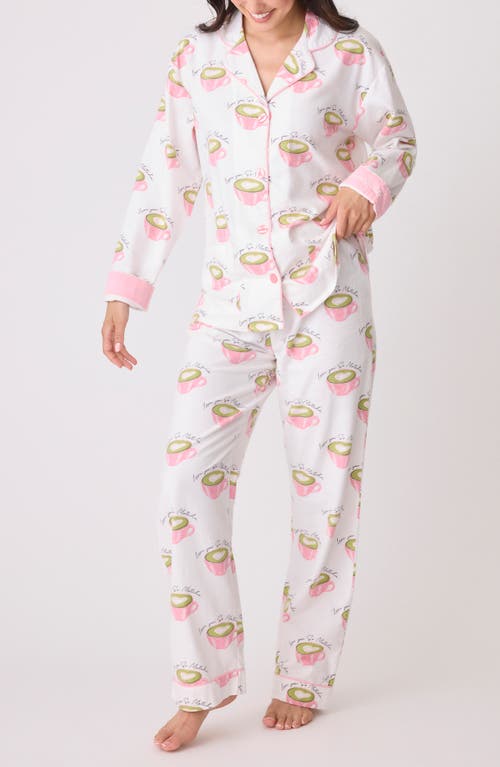 Shop Pj Salvage Print Cotton Flannel Pajamas In White Linen