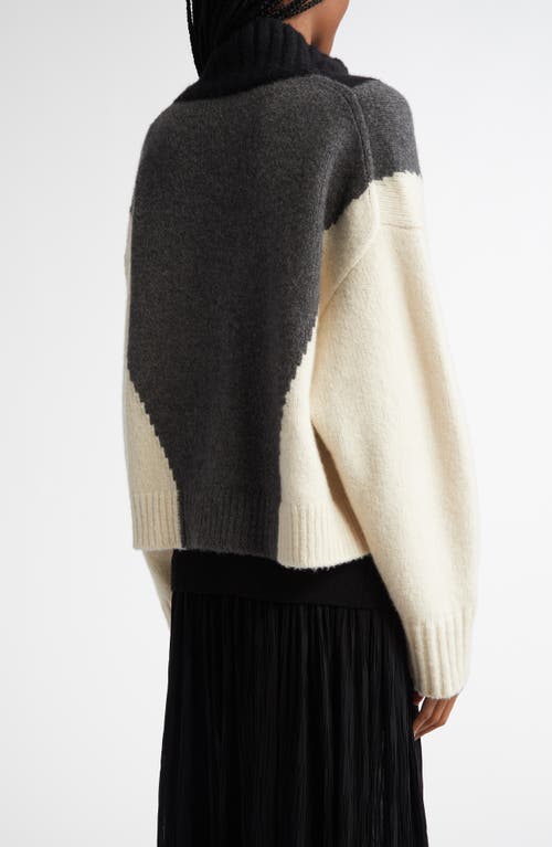 Shop Proenza Schouler Alma Intarsia Cashmere Blend Turtleneck Sweater In Ecru Multi