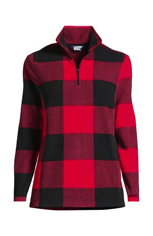 Shop Lands' End Anyweather Fleece Quarter Zip Pullover In Heritage Red Buffalo Check